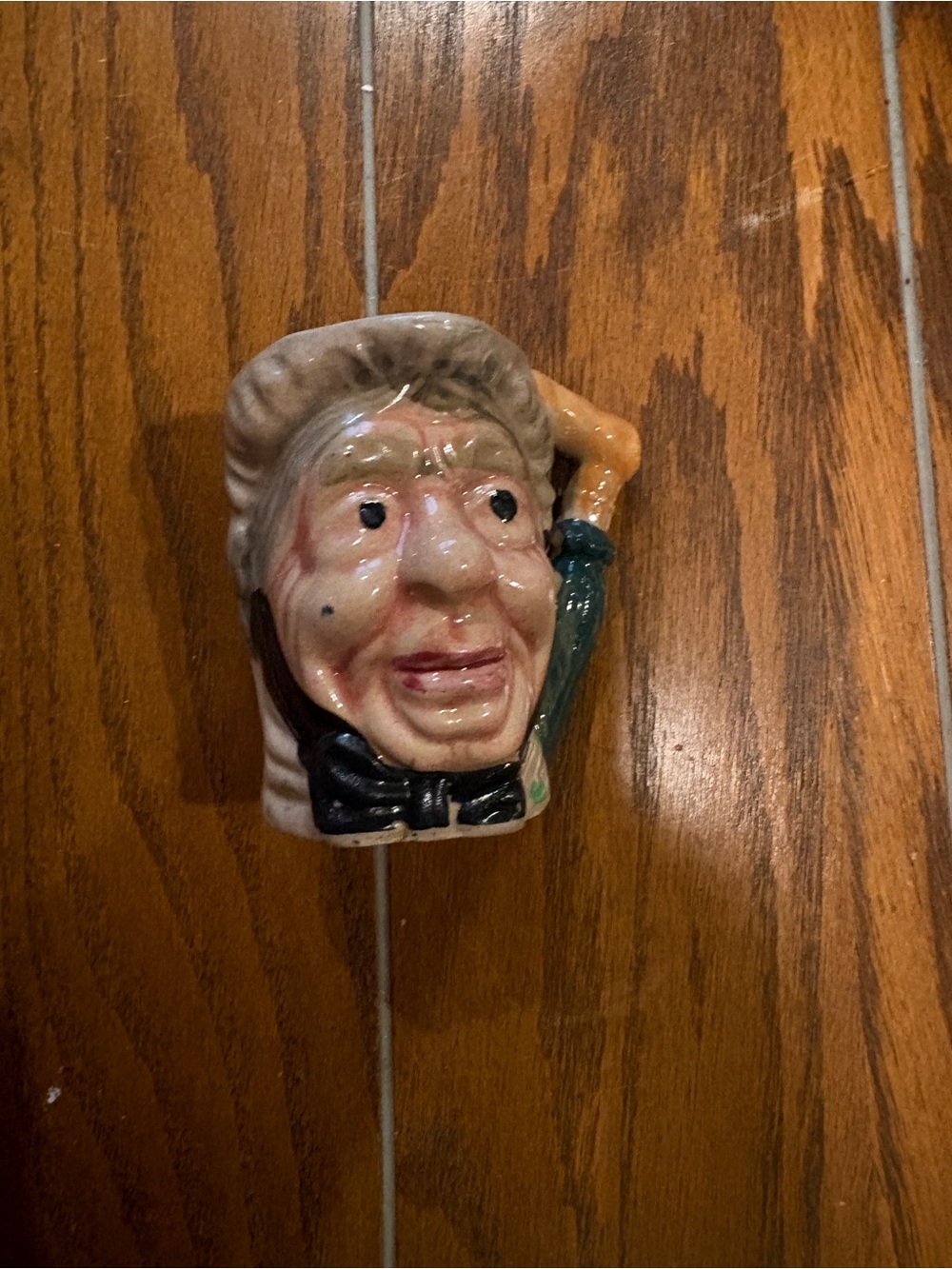 Vintage Old Woman Character Toby Mug in Cream, Green & Black